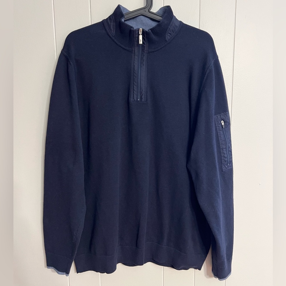 Tommy Bahama‎ island zone navy blue 1/4 zip sweater Size XL